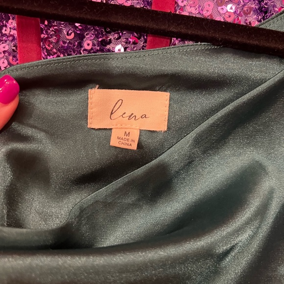 These Three Boutique Green Satin Dress | One shoulder satin dress - Picture 9 of 10